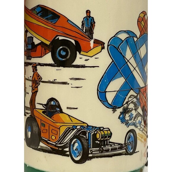 Vintage 1975 Rare ALADDIN INDUSTRIES DRAGSTRIP THERMOS With Green Cap AOP - Picture 13 of 16